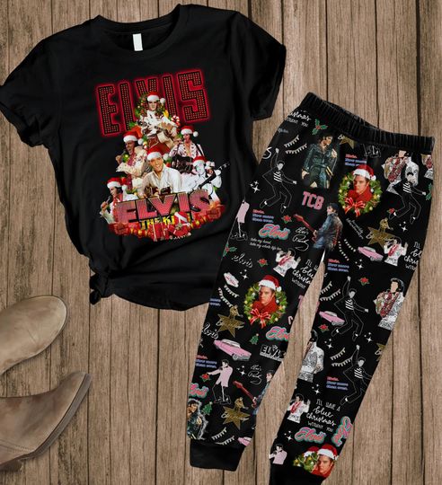 Elvis Presley Holiday Pajamas/Elvis King Set Of Pajamas/Elvis Presley Christmas Pajamas/Elvis Presley Pajamas Set/Elvis Pajamas/Elvis Lovers