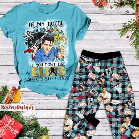 Elvis Presley Pajamas, Elvis Presley Shirt, Elvis Presley Holiday Pajamas, Elvis Presley Bridesmaid Pajamas, Elvis King Women Pajamas