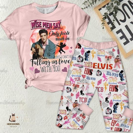 Elvis Presley Pajamas, Elvis Presley Pajamas Set, Elvis Presley Holiday Pajamas, Elvis Bridesmaid Pajamas, Elvis King Set Of Pajamas