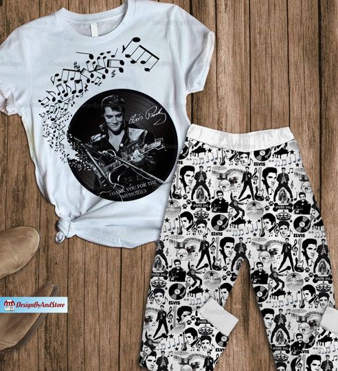 Elvis Presley Pajamas Set, Elvis Presley TShirt, Elvis Presley Holiday Pajamas, Elvis Bridesmaid Pajamas, Elvis Presley Women Pajamas