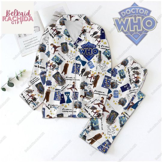 Halloween Doctor Who Pajamas Set, Tardis Doctor Who Pjs, TV Series Pants Pajamas, Dr Who Holiday Pajamas, Doctor Who Movie Pyjamas