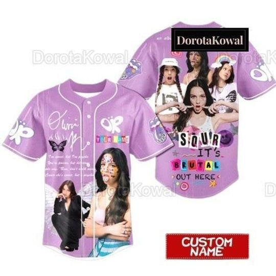 Personalized Olivia Rodrigo Sour Its Brutal Out Here Baseball Jersey, Olivia Rodrigo Tour, Olivia Rodrigo Merch, Personalized Jersey,