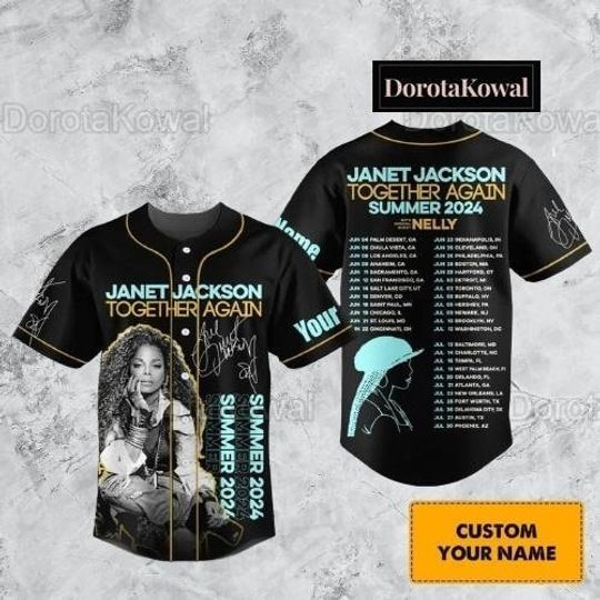 Personalized Janet Jackson Baseball Jersey, Janet Jackson Together Again 2024 Baseball Shirt, Janet Jackson Jersey, Janet Jackson Merch