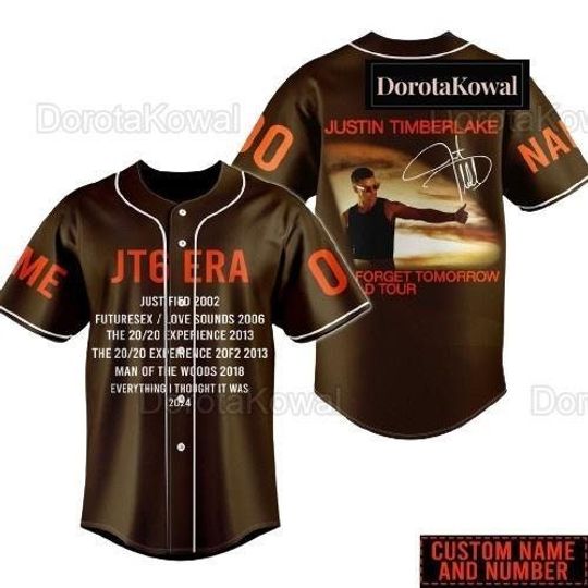 Personalized Justin Timberlake The Forget Tomorrow World Tour Jersey Shirt, Timberlake Merch, 2024 Tour Shirt, Music Tour Shirt, Baseba