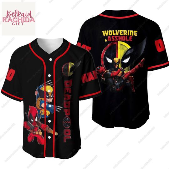 Halloween Deadpool And Wolverine Jersey Shirt, Custom Deadpool 3 Movie Jersey, 3D Printed Jersey, Superhero Jersey Men, Funny Shirt