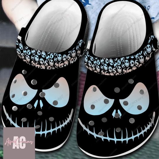 Halloween Jack Skellington Clogs, Jack Skellington Sandals, Summer Shoes, Women Sandals, Mens Shoes, Nightmare Before Christmas Shoes