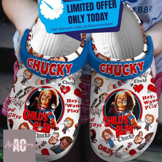 Halloween Chucky Clogs, Chucky Sandals, Horror Movie Shoes, Horror Doll Shoes, Women Shoes, Mens Shoes, Chucky Child's Play Shoes