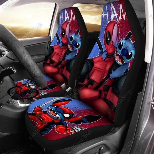 Marvel Deadpool Stitch Car Seat Cover, Deadpool Movie Car Decor, Funny Deadpool Stitch Car Covers, Marvel Fan Gift, Funny Gift