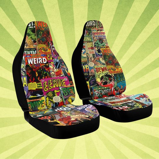 1950s Horror Comic Art - Car Seat Covers