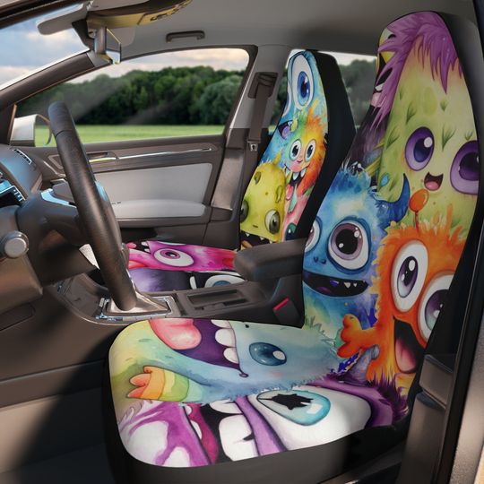 Monster Car Seat Cover Set, Cute Monsters Seat Covers for Car, New Driver Gift, New Car Owner Gifts, Car Seat Protector