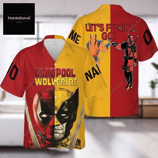 Deadpool And Wolverine Shirt, Wolverine Logan Hawaii Shirt, Marvel Bestie Couple Button Shirt, Marvel Comics Movie Shirt