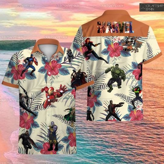 Superhero Tropical Hawaiian Shirt, Iron Man Hulk Captain America 3D All Over Printed Hawaii Shirt, Hero Hawaii Summer Vacation Shirt