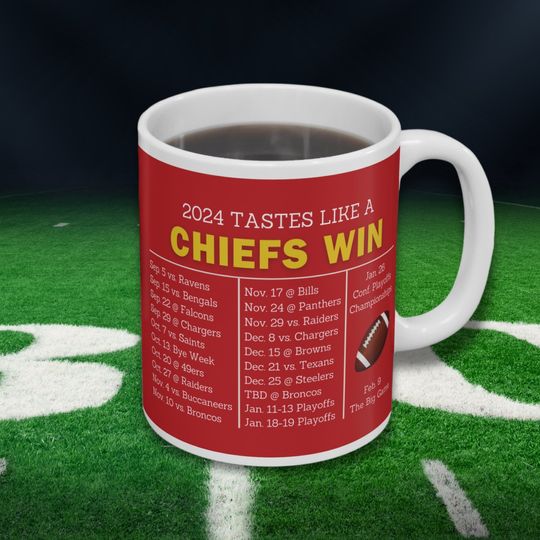 Kansas City Chiefs 2024 Football Schedule Ceramic Coffee Mug, American Football Mug, Father Gift, Gift For Him