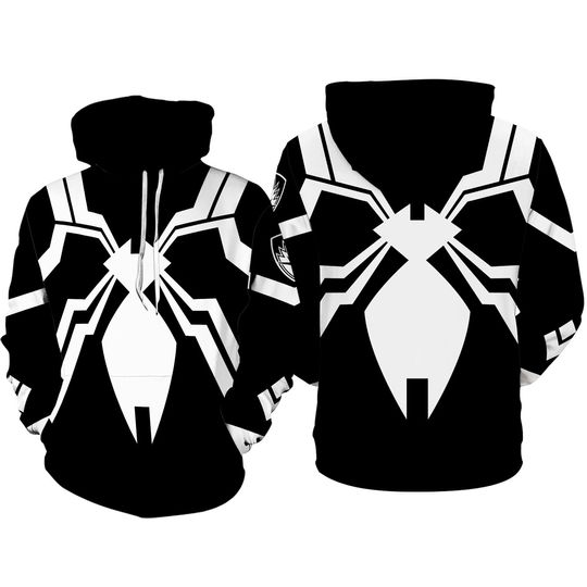 Black Spiderman 3D Full Over Print Hoodie, Spider Man Suit Shirt, Spider Man Costume Shirt, Mrvel Avengers Cosplay Shirt, Halloween Cosplay