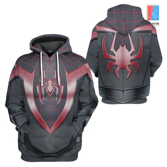 Spiderman Miles Morales Suit Full Over Print Hoodie | Spider Man Halloween Costume Shirt | Avengers Superhero Christmas Shirt