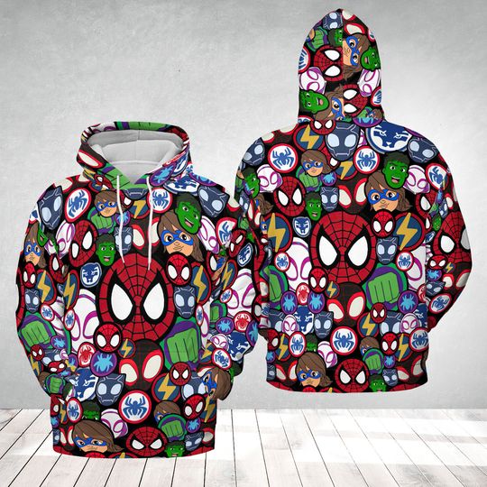Spidey and His Amazing Friends 3D Hoodies, Spider-Man Hoodie, 3D Hoodies For Men/ Women's, Disney Spidey Hoodie