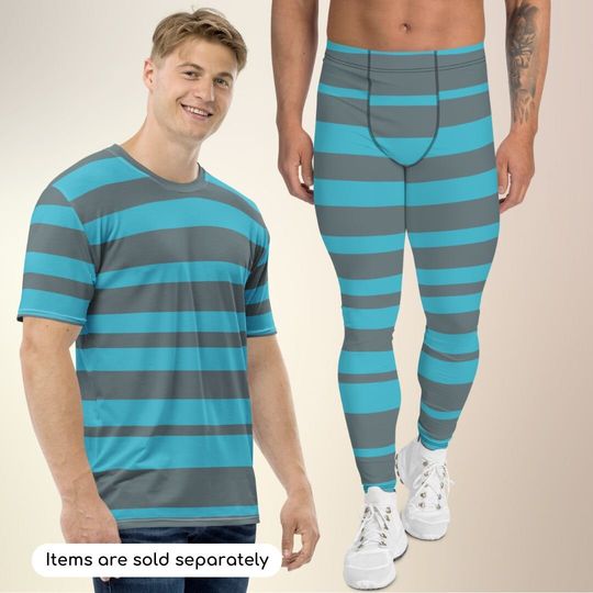 Alice in Wonderland Blue Cheshire Men Sports Set Tshirt Blue Shirt Personalized Running Costume Half Marathon Halloween Costume Cosplay