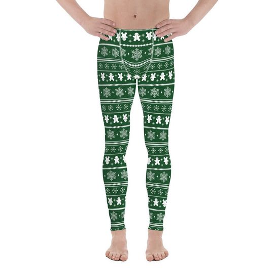 Christmas Men's Performance leggings - Green, compression tights, activewear bottoms