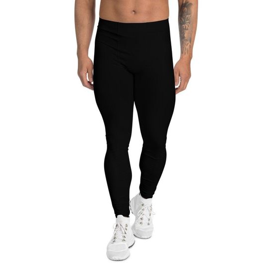 Men's Leggings, Spandex, Tights, Black Leggings, Activewear, Exercise, Stretch Pants