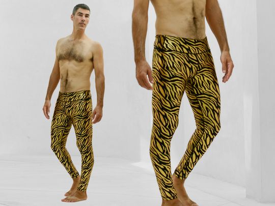 Gold Zebra Leggings | Unisex Party Pants | Rave Tights | Burning Man Festival Clothing