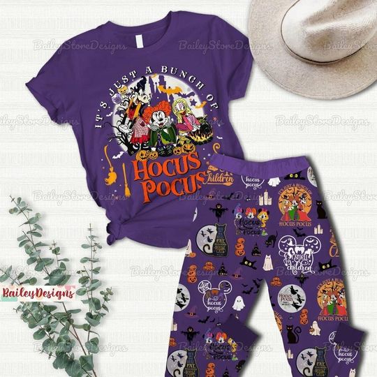 Disney Halloween Hocus Pocus Pajamas, It's Just A Bunch Of Hocus Pocus Shirt, Mickey And Friends Pajamas, Sanderson Sister Shirt
