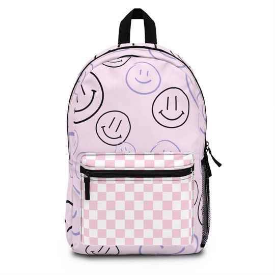 Pink and Black Smiley Backpack, Retro Backpack, Smileyface, Smiley Face Emoji, Happy Face Smiley, Smiley Face, Cute Smiley Face