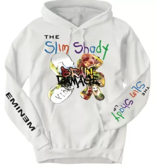 Eminem Braind Damage Slim Shady  Pullover Hoodie, 2024 Hot Music Tour Shirt