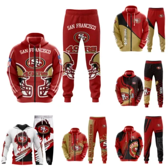 San Francisco 49ers Men's Hoodie Jogger Sets, Sport Outfits