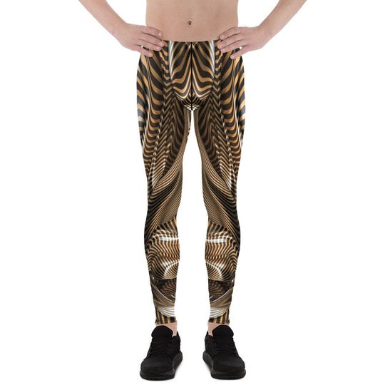 Men's Tigers Eye Leggings, leopard print Meggings, Rave Leggings, Festival leggings