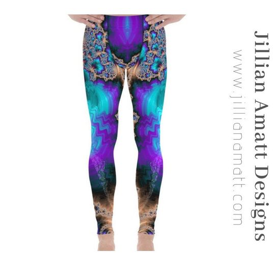 Trippy Men's Tights | Purple, Blue, Gold | Men's Yoga Tights | Men's Dance Tights