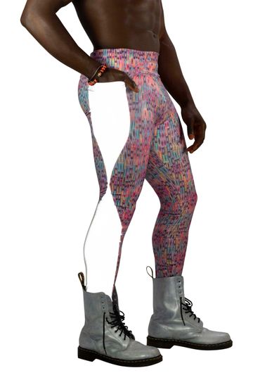 Mens Leggings Meggings Rave outfit, Holographic leggings with pockets