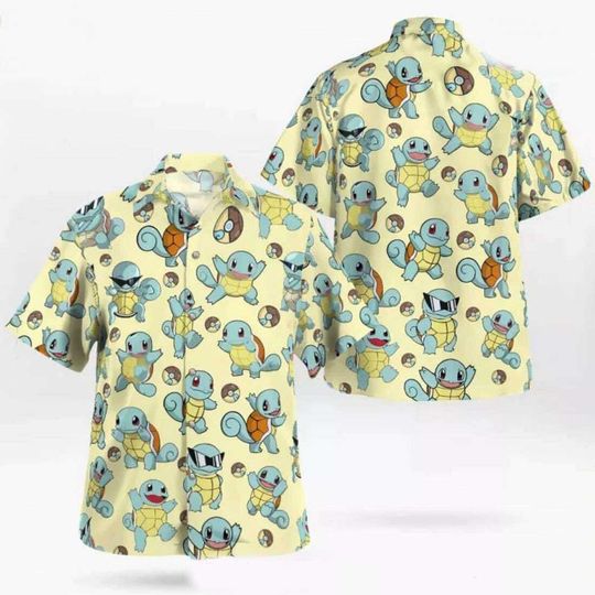Squirtle Hawaiian shirt, Hawaiian shirt Men's Hawaiian Shirt, Hawaiian Beach Shirt, Button Downs Shirt