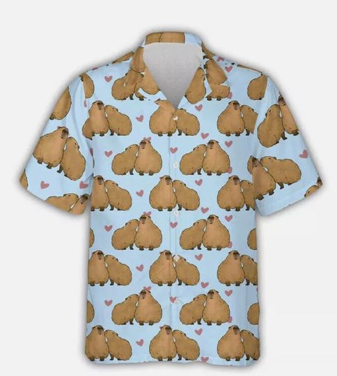 Capybara Hawaiian shirt, Hawaiian shirt Men's Hawaiian Shirt, Hawaiian Beach Shirt, Button Downs Shirt