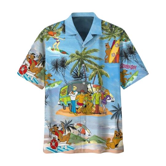 Scooby Doo Hawaiian shirt, Hawaiian shirt Men's Hawaiian Shirt, Hawaiian Beach Shirt, Button Downs Shirt