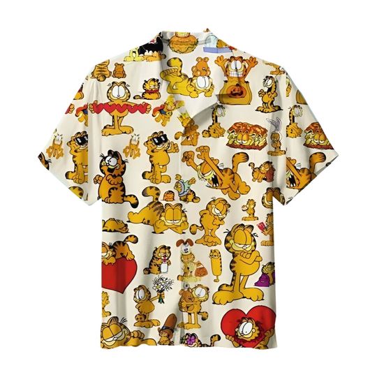 Garfield Collage  Hawaiian shirt, Hawaiian shirt Men's Hawaiian Shirt, Hawaiian Beach Shirt, Button Downs Shirt