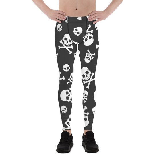 Skull  and bone Men Leggings,pirate goth leggings,gothic workout pants,yoga legging man