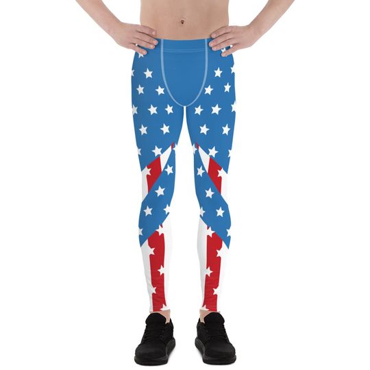 American Flag Leggings For Men - Mens Leggings Stars and Stripes Print Perfect