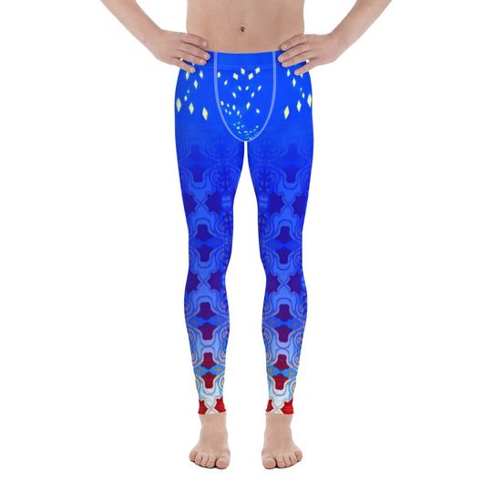 Blue version Venado Azul Superhero Halloween Costume Men's Leggings Stars Magical Look