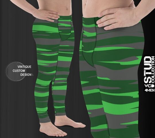 MENS Green Camouflage CAMO LEGGINGS Mens Leggings Camouflage Leggings