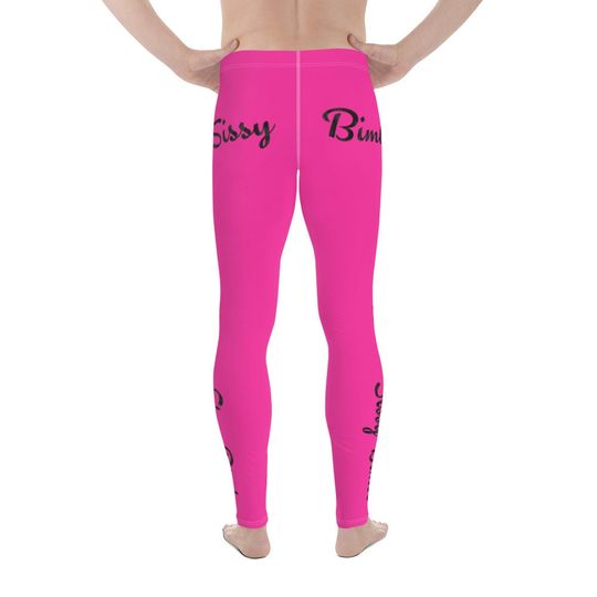 Sissy Bimbo Men's Leggings in hot pink, totally personalizable for text and color