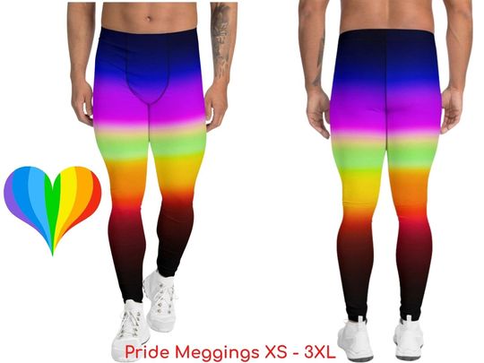 Rainbow Pride Striped Meggings for Men Activewear Leggings LGBT Gay Pride Parade