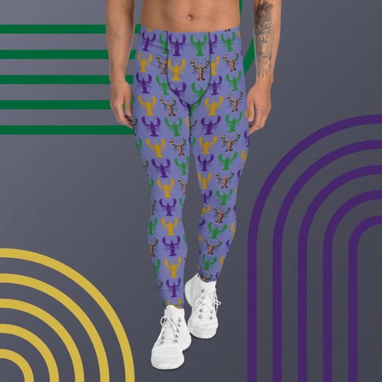 Mardi Gras Men's Leggings | Crawfish Bead Pattern | Mardi Gras Outfit