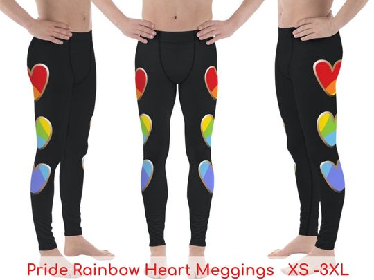 Pride Heart Meggings for Men Activewear Leggings LGBT Gay Pride Parade Sports Workout