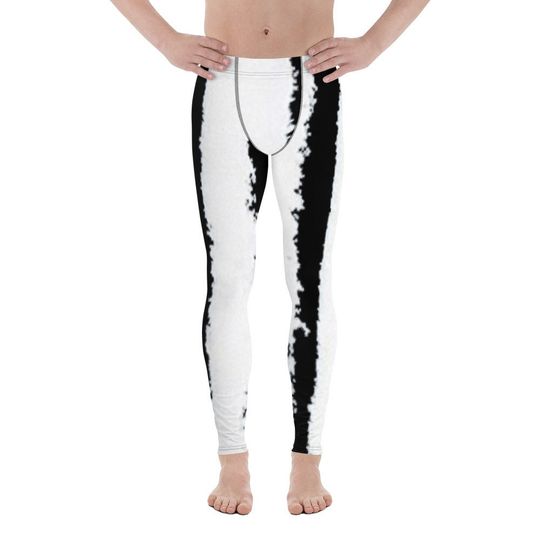 Black White Patterned Leggings | Mens Leggings | Yoga Pants | Gym Leggings