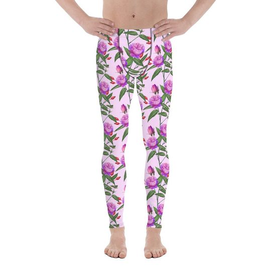 Men's Leggings, Spandex Leggings, Floral Leggings, Men Leggings, Men Leggins