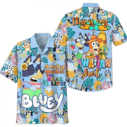 Togepi Egg Hawaiian Shirt, Summer Button Up Hawaiian Shirt, BlueyDad Aloha Mate FR Life This Is My Hawaiian Birthday Gift for Loved