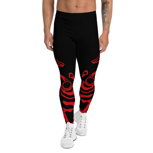 Men's Leggings, Yoga Leggings, Red, Activewear, Athletic Pants, Gym Leggings, Sports