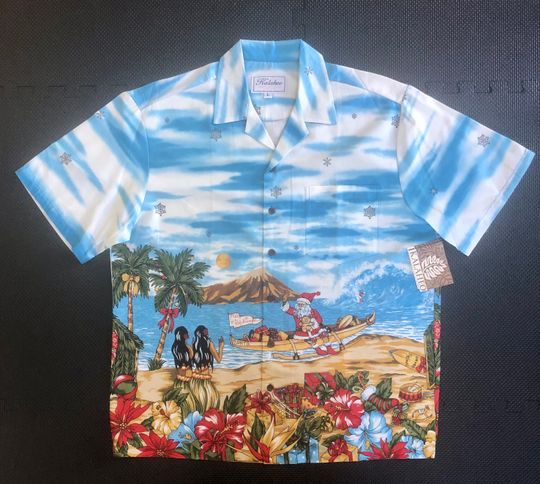 Men's Vintage Hawaiian Christmas Shirt by Kalaheo NWT Mele Kalikimaka Hawaiian Xmas Shirt with Santa and Hulu Girls - Made in Hawaii