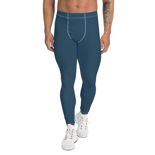 Blue Mens Leggings | Workout Leggings | Solid Color | Running Leggings | Mens Pants
