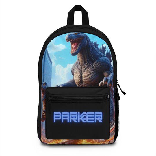 Personalized god zilla Backpack | Custom Name Hero Bookbag | Back to School Bookbag for Boys | Boys Backpack | Superhero Name Backpack